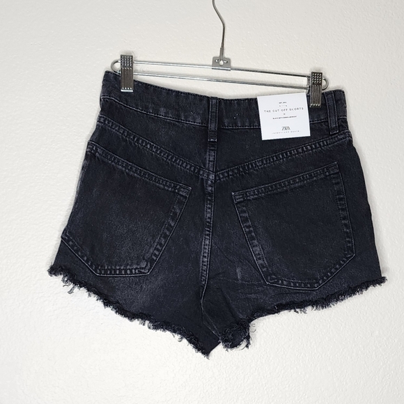 Zara Black With Embellishments Cut Off Shorts 2 NWT - Picture 4 of 6